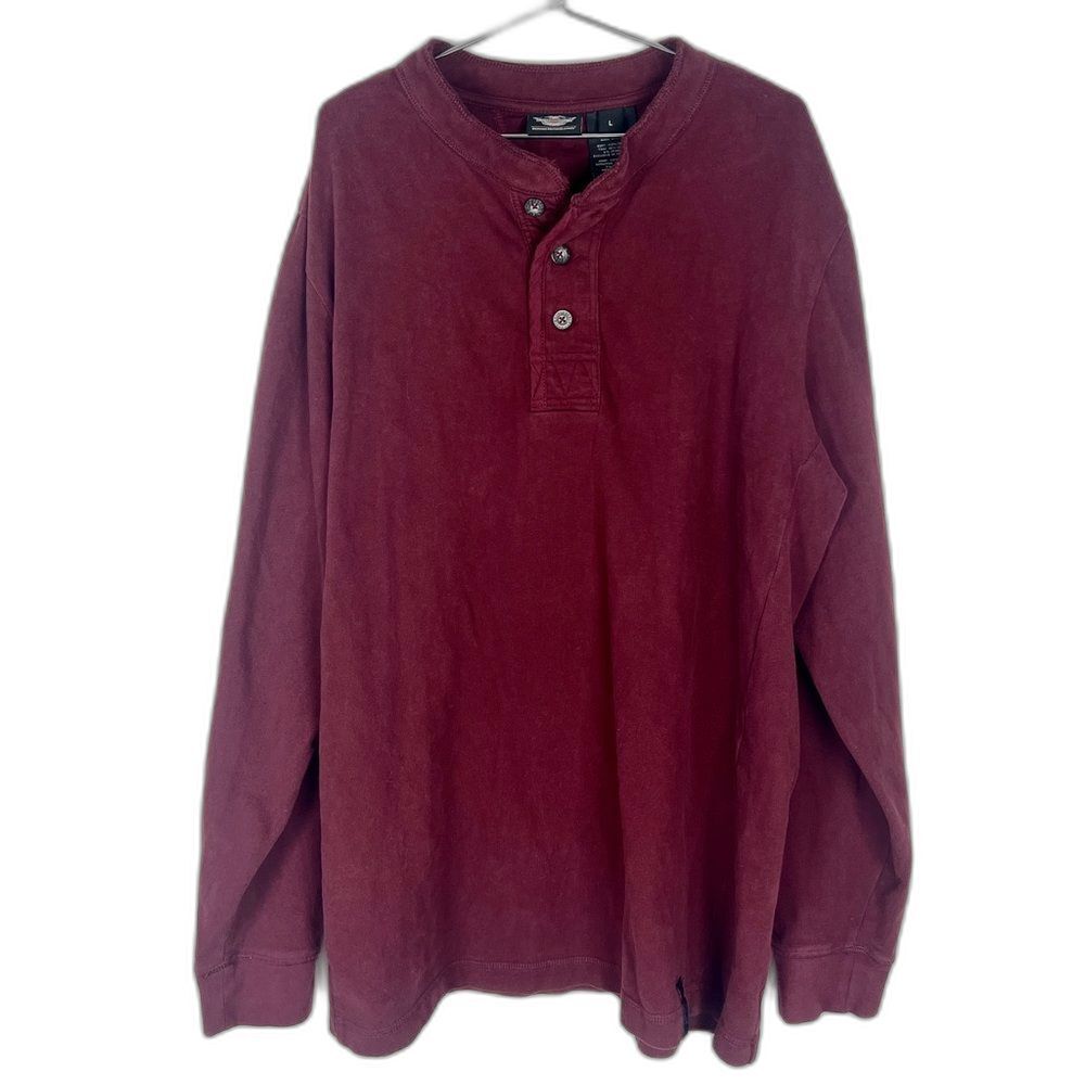 Harley Davidson Red Long Sleeve Tee with an Embroidered Logo